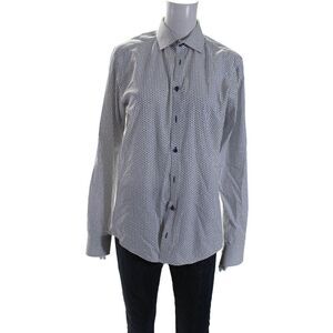 Sand Copenhagen Womens Cotton Polka Dot Button Up Blouse Top White Size 39